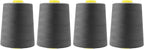 Mandala Crafts 4 Pack of Serger Threads Cones Spools - 20S/2 24000 Yards Polyester Charcoal Gray Threads for Sergers Machine and Overlock Quilting Sewing Machine