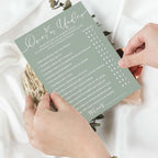 Bridal Shower Games Cards, Guess Over or Under, 25 Guests, Engagement Party Wedding Games, Minimalist Green Wedding Party Supplies - C13, Blue