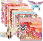 Square Origami Paper 6x6 Double Sided 50 Sheets 50 Colors 70GSM Origami Kit Japanese Chiyo Easy Fold Arts Crafts DIY Handwork Beginner Oriental Cherry