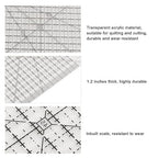 Pssopp Charming Shape Cut Ruler, Transparent Acrylic, Accurate Scale, Black Grid Line, Multifunction, Quilters Ruler, 25.5cm x 8.1in
