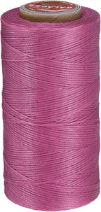 uxcell Flat Leather Sewing Waxed Thread, 270m / 295 Yards Polyester Wax String, 150D Wax Stitching Cord for Leather Crafts, Bookbinding, Bracelets Braided, Pale Pink