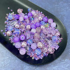 Assorted Glass Resin Beads Multi Size Colors Smooth Cracked Gravel Millet Spacer Beads for Bracelets Necklace Earring DIY Jewelry Making Craft(Lilac Violet Series)