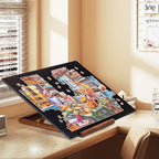 Tektalk Foldable Jigsaw Puzzle Board with 3 Angle Adjustable Bracket/Stand, Lightweight Portable Puzzle Mat Plateau with Wooden Easel, Foldaway Felt Puzzle Table, for Up to 1000 Pieces - Black