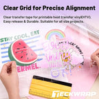 TECKWRAP Clear Transfer Tape for Vinyl -12INCH x 10 FT,White Alignment Grid for Heat Transfer Vinyl, Printable HTV, DIY Decals, Signs, Stickers, Adhesive Vinyl