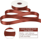 HUIHUANG Satin Ribbon 1 inch Wide Rust Red Ribbon for Fall Wedding 50 Yards Double Face Silk Satin Ribbons for Crafts Christmas Tree Decor Gift Wrapping Bows Bridal Floral Bouquet Invitation Card