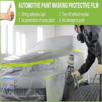 Pre-Taped Masking Film-55inx65ft Tape and Drape Painters Paper Rolls, Plastic Painting Film for Automotive Painting Covering （Masking Film:6rolls,Tape:3rolls）