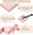 PATIKIL 4Pcs 2X2" Rubber Carving Blocks, Soft Linoleum Art Carving Block Square Crafts Stamp Making for Printmaking Stamps Carving Supplies, Pink