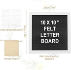 PATIKIL Felt Letter Board, 10x10Inches Black White Wooden Changeable Message Board with Storage Bag Stand for Kitchen Menu Classroom Farmhouse Decor Notes, White Letter