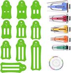 Bequilter Fabric Bias Tape Maker Tools Set of 15 Size Fabric Sewing Quilting Bias Binding Maker Come with 40 pcs of Multi-Color Quilting Pins Jelly Roll Sasher Tool Set