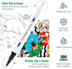 100 Colors Dual Brush Markers for Adult Kids Coloring Books, Water-Based Ink Art Marker Pens Set with Fine & Brush Tips for Bullet Journaling, Drawing, Hand Lettering, Sketching