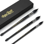 3PCS Squirrel Hair Watercolor Brushes, Fuumuui Professional Mop Round Quill Detail Fine Tip Watercolor Paint Brush Set for Water Color Gouache Ink Painting - Sizes #2, 8, 10