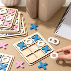 Libima 12 Pcs Wooden Tic Tac Toe Game Mini Family Board Games Classical Puzzle Chess Tabletop Teaches Strategy & Focus, Gifts for Halloween/Road Trip/Travel/Christmas Strategy Toys(Bright Color)
