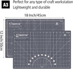 Headley Tools 18"x12" Thickened Self Healing Cutting Mat, A3 Rotary Cutting Sewing Mat for Crafts, Double Sided 5-Ply Table Cutting Board for Fabric Quilting Leather Arts Hobby Project, Grey