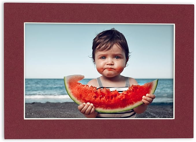 5x7 Mat for 8.5x11 Frame - Precut Mat Board Acid-Free Show Kit with Backing Board, and Clear Bags Maroon 5x7 Photo Matte Made to Fit a 8.5x11 Picture Frame Matboard for Framing, Pack of 25 Mats
