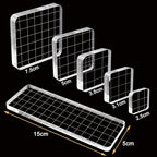 6 Pieces Stamp Blocks Acrylic Clear Stamping Blocks Tools with Grid Lines for Scrapbooking Crafts Making