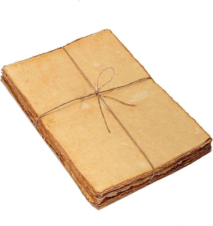 50 Pack Cotton Watercolor Paper with Deckle Edge 200 GSM Rough Textured Watercolor Paper for Writing Anique