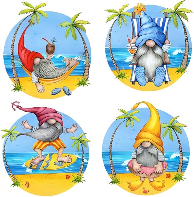 ZuoAnLF 4 Packs Stamped Cross Stitch Kits for Adults,Stamped Cross-Stitch Needlepoint Counted Kits Beginners,Embroidery Kit Arts and Crafts for Home Decor 11CT,9.8 * 9.8inch (Gnome)