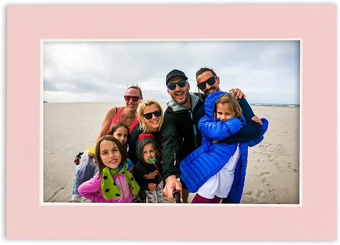 8.5x11 Mat Bevel Cut for 7x9 Photos - Acid Free Pink Precut Matboard With Backing Board and Crystal Clear, Self Seal Photo Mat Bag - For Pictures, Photos, Framing - 4-ply Thickness