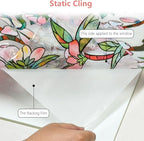 NINETREX Window Privacy Film,3D Stained Glass Window Film,Rainbow Static Cling Stickers Blocks Heat & UV,Non-Adhesive Vinyl for Home Door (Peach Blossom,17.5 x 157.4inch)