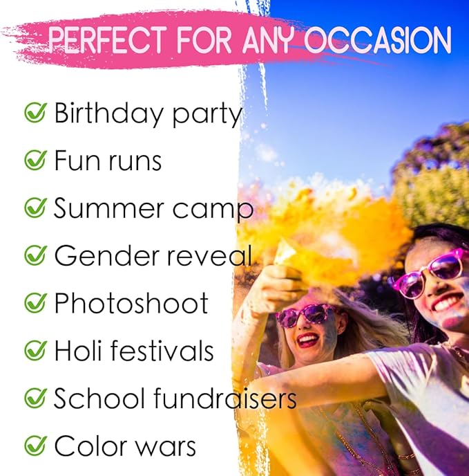 ARELUX Color Powder Balls-24 Packs Holi Powder Colors Chalk Balls,200+ Throws Each Chalk Bomb,Family Activiies Outdoor for Color Run Photography,Party Games,Friends Photoshoot,Birthday,Festival