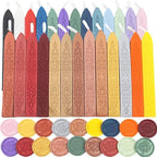 26Pcs Wax Seal Sticks with Wicks, Assorted Colors Wax Sealing Sticks Great for Letter Seals Waxing Stamp Wedding Invitations, Packaging Decoration (26)