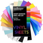 TECKWRAP 5.5"x12" Smart Adhesive Vinyl 25 Colors Holographic Chrome, Matte & Glossy Permanent Vinyl Bundle & 2 PCS Transfer Tape - No Need Cutting Mat- Compatible with Joy Machine for Handcrafts
