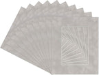 Poster Palooza Pack of Ten 8x10 Mats Bevel Cut for 6x8 Photos - Acid Free Light Grey Suede Precut Matboards for Pictures, Photos, Framing - 4-ply Thickness