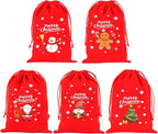 Tapleap Velvet Coth Christmas Bags with Drawstring, 50Pcs 5x7 for Wrapping Christmas Party Favors or Gifts for Friends, Small Bussiness, Children, Coworkers