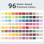 96 Color Acrylic Paint Markers Set – Brush Tips, Quick Dry Permanent Markers for Rock, Egg, Wood, Fabric, Glass, DIY Crafts, Waterproof Fabric Paint Markers for Adult Coloring Books No Bleeding