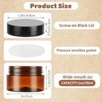 100 Pack 1oz Amber Plastic Jars with Lids 30ml Empty Cosmetic Jars Leak Proof Container Refillable Makeup Containers Travel Cosmetic Containers for Lotions Sample Cream