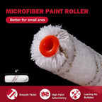 Mister Rui Paint Roller Kit-13 Piece, 4-Inch Microfiber Paint Rollers with Ergonomic Handle, Small Roller Paint Brush, Paint Tray with 3 Liners, Perfect for House Painting, Trim, and Touch-Ups