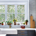 DKTIE Retro Leaves Pattern Two-Way Window Film Privacy Day and Night Window Privacy Film Decorative Stained Glass Window Clings for Birds (S222, 35.4" x 78.7")