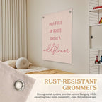 Nursery Decor,Girls Room Decor,Pink Linen Canvas Banner,In a Field Full of Roses She Is a Wildflower Nursery Decor Wall Hanging Flag for Playroom Bedroom Little Girl Room 18x25 Inch