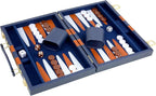 Backgammon Set 2 Players Classic Backgammon Sets for Adults Board Game with PU Leather Case Portable and Travel Backgammon Set (Navy, 15inch)