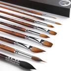 Watercolor Brushes Professional, Fuumuui 9pcs Sable Paint Brushes & Natural Squirrel Mop Brush Set with Extended Needle, Round Point, Flat, Dagger, Quill Wash for Watercolor Gouache Inks
