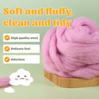 3.53oz Wool Roving Yarn, Wool Felting Supplies, Pure Wools, Chunky Yarn, Spinning Wool Roving for Needle Felting Wet Felting DIY Hand Spinning (Dark Pink)