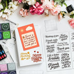 6 Pcs Greeting Words Clear Stamps for Card Making Supplies 20 Ink Pad 3 Acrylic Stamp Block Silicone Stamp with Holiday Bless Happy Birthday Stamps for Crafting DIY Scrapbooking Journal