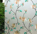 VSUDO Static Cling Decorative Window Privacy Film – Frosted Privacy Window Film with Jasmine Floral & Stained Glass Design, Adhesive-Free Tint for Home, Bathroom & Office (29.5" x 118.1")
