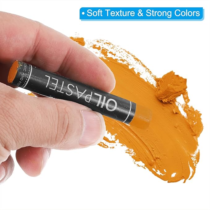 PATIKIL Dark Yellow Oil Pastels, 12Pcs Soft Oil Crayons Creamy Pastels Stick Art Supplies for Art Painting Drawing Blending Graffiti for Artists Beginners