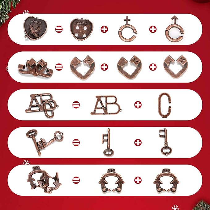 13 Pcs Brain Teaser Puzzles for Adults Teens - Metal Puzzles 3D Puzzle Game Toys for Adults Teens - Wooden Unlock Interlocking Puzzle Adult IQ Education Smart Toys