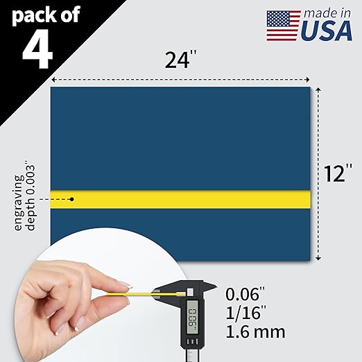 Trotec TroLase | 12"x24"x1/16", 4 Pcs | Sky Blue/Yellow | 2 Ply | Modified Acrylic | Laser Engraving Double Color Plastic Sheet | Engraving Blanks for Laser, Saw, Guillotine | Made in USA