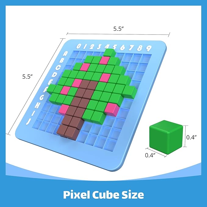 STEM Toys Pixel Art Kit for Kids - Arts and Crafts for Boys & Girls - Educational Science Kits & STEM Activities for Kids Ages 5-8-12 Gifts for 5, 6, 7, 8, 9, 10 Year Old - Brain Teasers Toy (Medium)