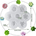 7 Pcs Succulent Fondant Molds 3D Silicone Cactus Succulents Leaves Moulds Succulent Plants Resin Molds Grow Plant Cupcake Cookie Baking Decorating Moulds for Summer Birthday Party DIY Candy, White
