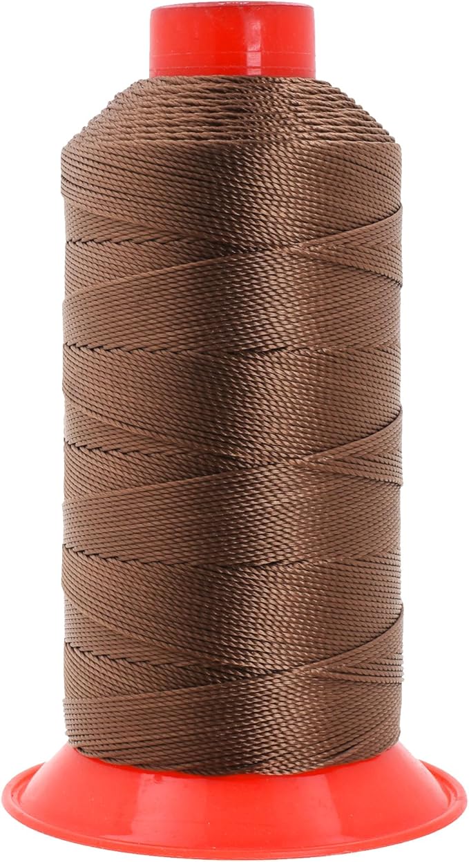 Mandala Crafts Bonded Nylon Thread - Russet Brown Heavy Duty Sewing Threads - 415 YDs Size 346 210D T350 Tex 350 for Leather, Jeans, Weaving, Outdoor, Marine, Upholstery