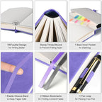 Lined Notebook Journal for Women Men, Large A4 College Ruled Notebook, 312 Numbered Pages Notebooks for Work, 100gsm Paper Daily Journal, Hardcover Vegan Leather Journals for Writing Office, Purple