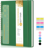 Dotted Notebook, Spiral Notebook Journal 8.5” x 11”, A4 Large Dot Grid Notebooks for Women Men, 100 GSM Dotted Paper, Plastic Hardcover Spiral Bullet Journals for Work School Sketching, Green