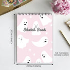 Cabreche Sketch Book Top Spiral Bound Sketch Pad, 9 x 12 inch,100GSM Thick Paper,50 Sheets 100 Pages,Art Sketchbook Artistic Aesthetic Writing Drawing Paper for Girls Women Cool Little Specter-Pink
