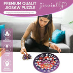 Flower Wooden Puzzle for Adults, Mandala Jigsaw Puzzles 200 Piece, Unique Shapes Family Reunion Puzzle for Adults and Kids, Beautiful Package, Best Gift for Family Friends Medium 11.2x11.2in