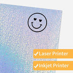 Printable Sticker Paper, Holographic Printable Stickers Paper, Laser/Inkjet Printing- Letter Size(8.5" x 11”- 20 Sheets)