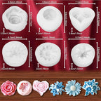 6Pcs Flower Candle Silicone Mold 3D Flower Resin Candle Molds for Candle Making with Wicks DIY Soap Wax Resin Craft Mould Home Art Decoration Box Packaging